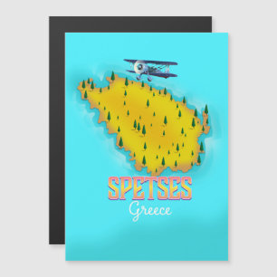 Spetses Griechische Inselkarte Reiseplakat Magnetkarte