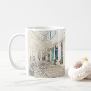 Spetses traditionell griechische Straßen, Griechen Kaffeetasse