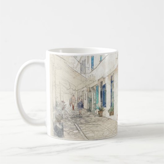Spetses traditionell griechische Straßen, Griechen Kaffeetasse (Links)