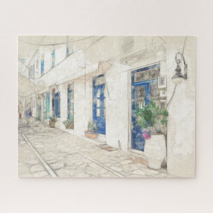 Spetses traditionell griechische Straßen, Griechen Puzzle