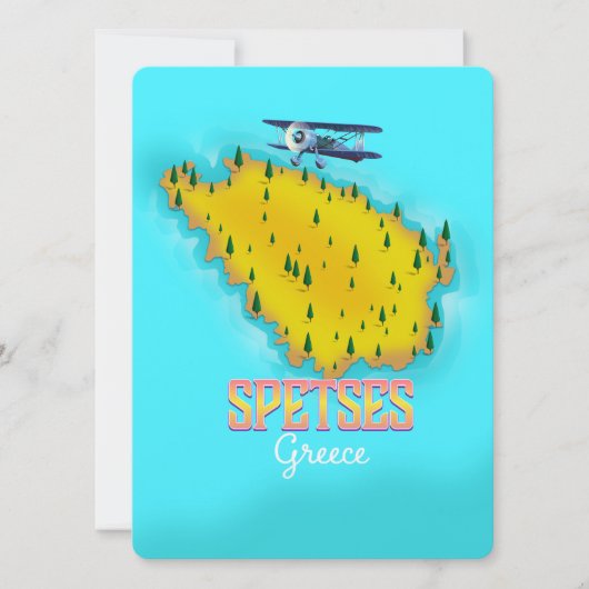 Spetts Griechische Insel Karte Reiseplakat (Vorderseite)