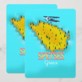 Spetts Griechische Insel Karte Reiseplakat (Vorne/Hinten)