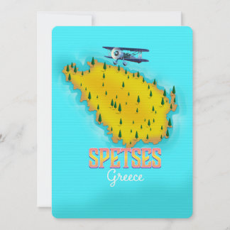 Spetts Griechische Insel Karte Reiseplakat