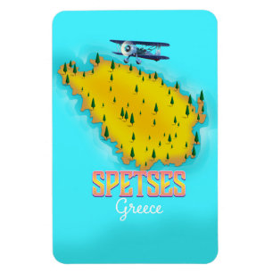 Spetts Griechische Insel Karte Reiseplakat Magnet