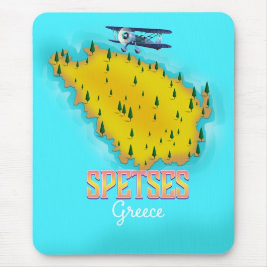 Spetts Griechische Insel Karte Reiseplakat Mousepad (Vorne)