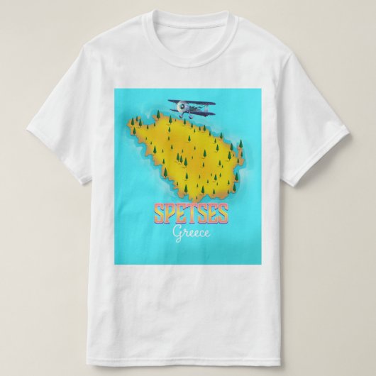 Spetts Griechische Insel Karte Reiseplakat T-Shirt (Design vorne)