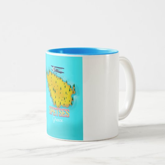 Spetts Griechische Insel Karte Reiseplakat Zweifarbige Tasse (VorderseiteRechts)