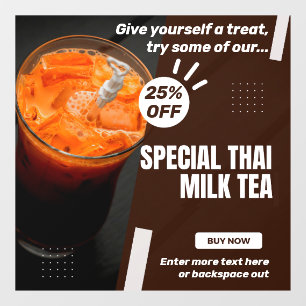 Spezial Thai Milk Tea Shop Promo % Rabatt anpassen Fensteraufkleber
