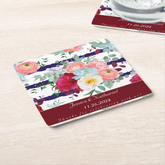 Spezialisieren Sie die Mischung von Navy White Str Rechteckiger Pappuntersetzer (angewinkelt)