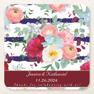 Spezialisieren Sie die Mischung von Navy White Str Rechteckiger Pappuntersetzer