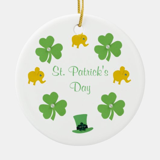 Spezialisieren Sie grünes Klee, Hut für St.Patrick Keramikornament (Vorne)