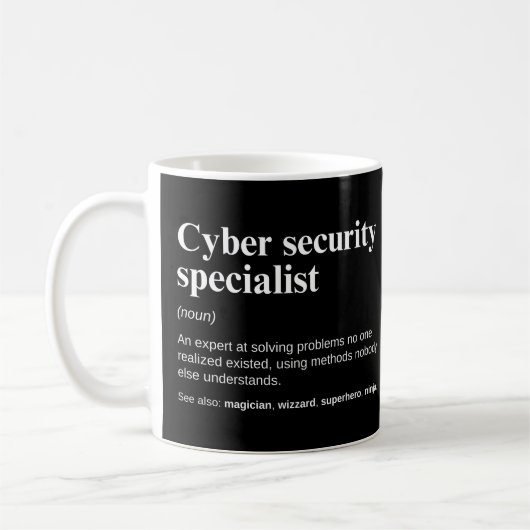Spezialist für Cybersicherheit - Funny Definition Kaffeetasse (Links)