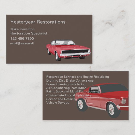 Spezialist für Kfz-Restaurierung Visitenkarte (Vorne/Hinten)