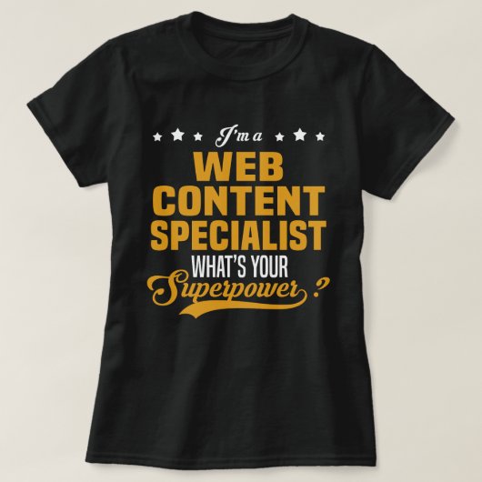 Spezialist für Webinhalte T-Shirt (Design vorne)
