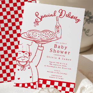 Speziallieferung Pizza Baby Shower Einladung