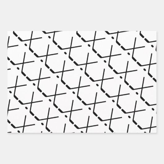 Speziell gekreuzte Eishockeyschläger und -puck Geschenkpapier Set (Vorderseite 3)