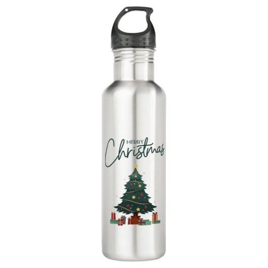 Speziell markierte grüngelbe Weihnachtsfeiertage i Edelstahlflasche (Vorderseite)