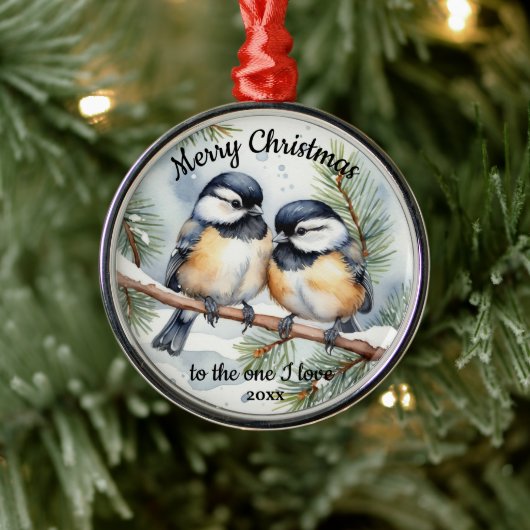 Speziell Niedliche ChickadevögelOne I Liebe Ornament Aus Metall (Baum)