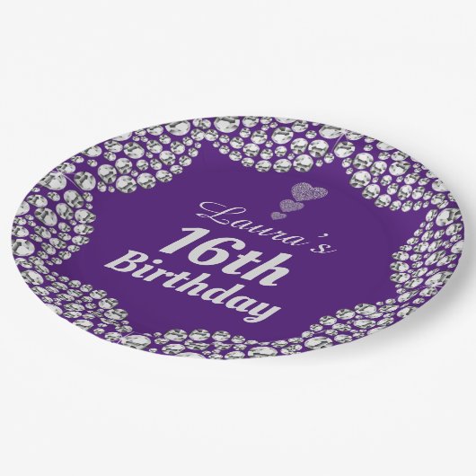 Spezielle 16. oder Party-Teller bearbeiten Pappteller (Schrägansicht)