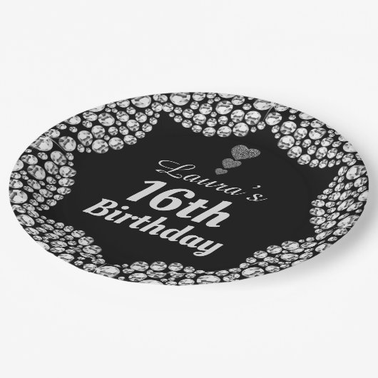 Spezielle 16. oder Party-Teller bearbeiten Pappteller (Schrägansicht)