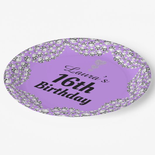 Spezielle 16. oder Party-Teller bearbeiten Pappteller (Schrägansicht)