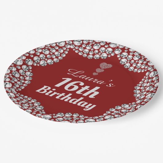 Spezielle 16. oder Party-Teller bearbeiten Pappteller (Schrägansicht)