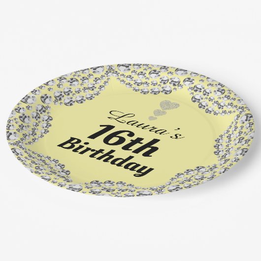 Spezielle 16. oder Party-Teller bearbeiten Pappteller (Schrägansicht)