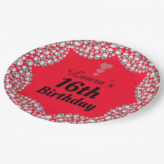 Spezielle 16. oder Party-Teller bearbeiten Pappteller (Schrägansicht)