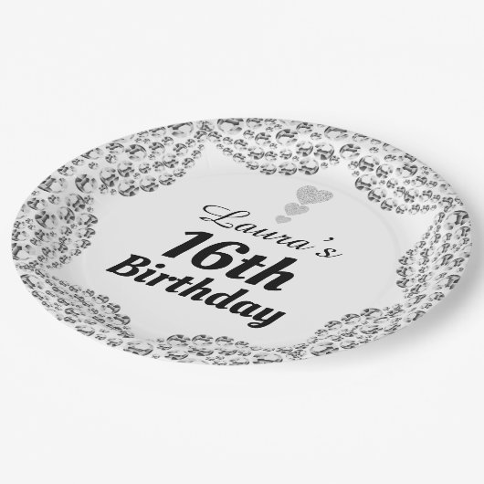 Spezielle 16. oder Party-Teller bearbeiten Pappteller (Schrägansicht)