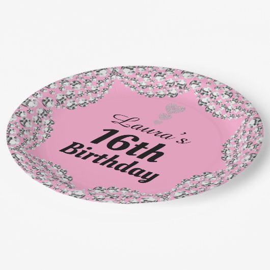 Spezielle 16. oder Party-Teller bearbeiten Pappteller (Schrägansicht)