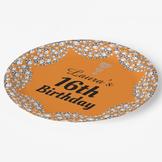 Spezielle 16. oder Party-Teller bearbeiten Pappteller (Schrägansicht)