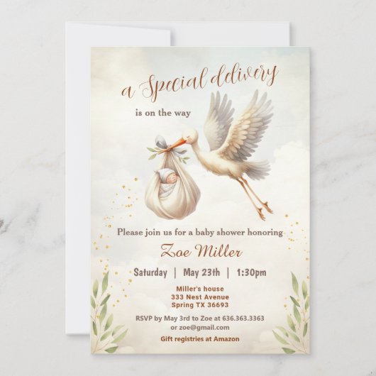 Spezielle Baby-Dusche für das Geschlecht der neutr Einladung (Vorderseite)