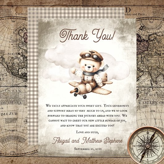 Spezielle Babydusche für Teddy-Bären Dankeskarte