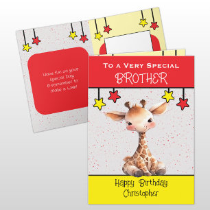 Spezielle Brüdergiraffe Kinder Roter Geburtstag Karte