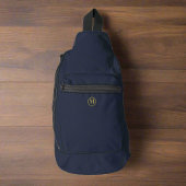 Spezielle Clean Navy Blue Gold Initial Monogram Crossbody Bag