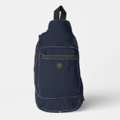 Spezielle Clean Navy Blue Gold Initial Monogram Crossbody Bag (Vorderseite)