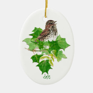 Spezielle Dated Song Sparrow Watercolor Vogelart Keramik Ornament