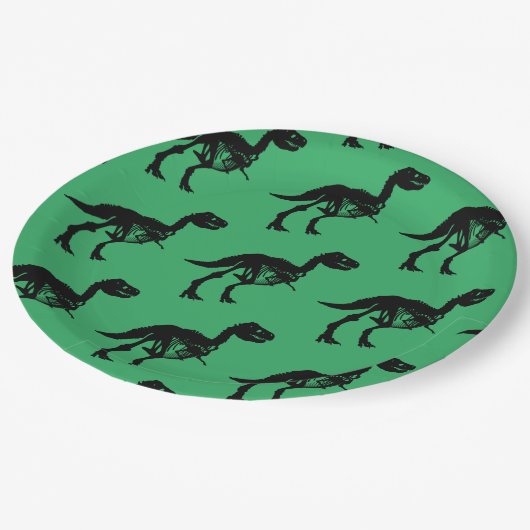 Spezielle Dinosaurier-Skelett-Party-Teller Pappteller (Schrägansicht)
