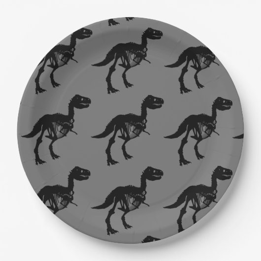 Spezielle Dinosaurier-Skelett-Party-Teller Pappteller (Vorderseite)