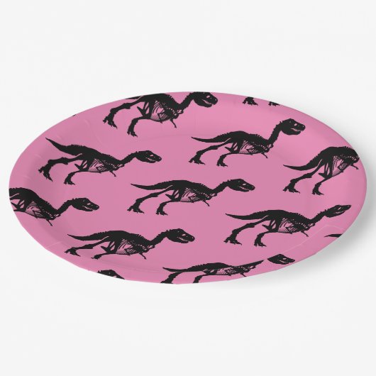 Spezielle Dinosaurier-Skelett-Party-Teller Pappteller (Schrägansicht)