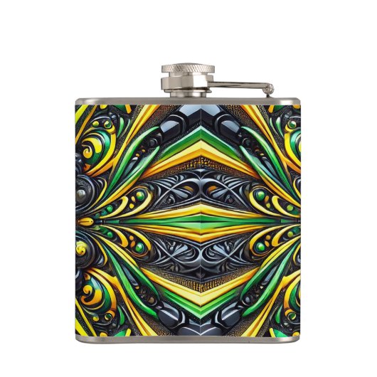 Spezielle Flasche mit jamaikanischem Farbdesign Flachmann (Rückseite)