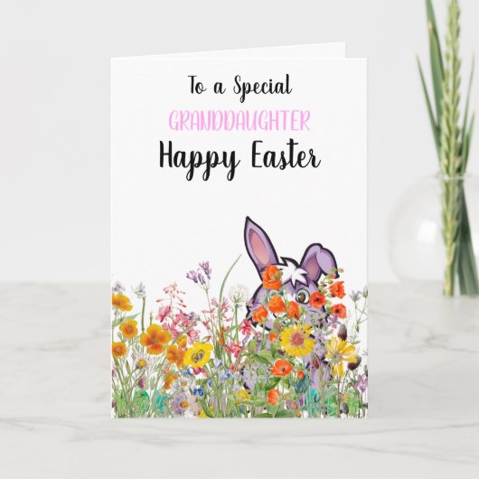 Spezielle Grandtochter Bunny Hiding Eggs Card Karte (Vorderseite)