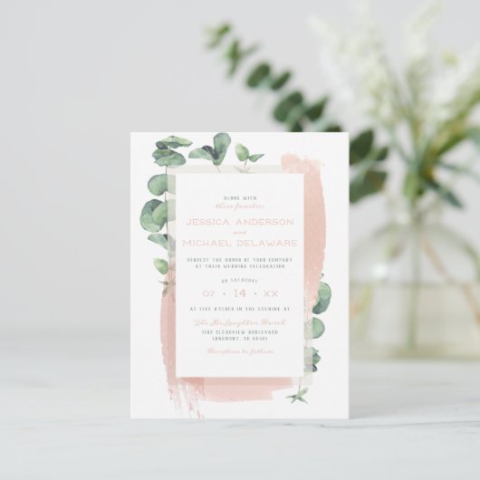 Spezielle Hochzeit von lackierten Glam Sage-grünen Einladungspostkarte (Stehend Vorderseite)