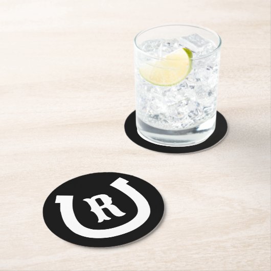 Spezielle Hufeisen-Monogramm-Drink-Bierdeckel Runder Pappuntersetzer (Vor Ort)