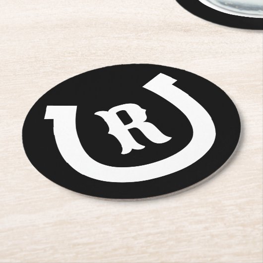 Spezielle Hufeisen-Monogramm-Drink-Bierdeckel Runder Pappuntersetzer (Angewinkelt)