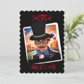 Spezielle Karikatur mit Tophat in Venedig 60. Einladung (Stehend Vorderseite)