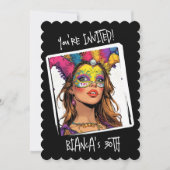 Spezielle Karnevalmaske 30. Geburtstag Einladung (Vorderseite)