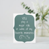 Spezielle Leute und Lieblings-Erinnerungen-Zitat Postkarte (Stehend Vorderseite)