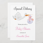 SPEZIELLE LIEFERANLAGE MÄDCHEN-BABY-DUSCHE EINLADUNG (Vorne/Hinten)