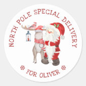 Spezielle Lieferung an Nordpol Niedlicher Weihnach Runder Aufkleber (Vorderseite)